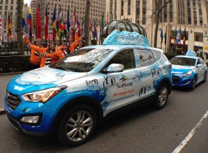 Antarctic-themed cars at Rockefeller Center