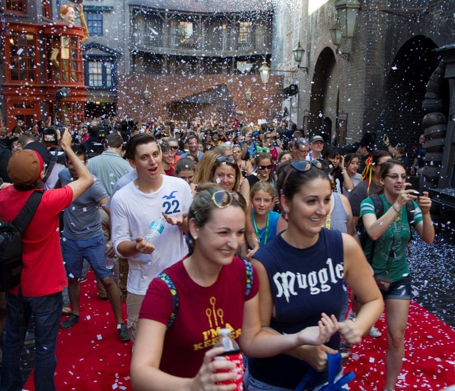 Universal Orlando Resort officially opened The Wizarding World of Harry Potter Ð Diagon Alley today, July 8, at Universal Studios Florida. Universal Orlando welcomed thousands of excited guests into the spectacularly themed land for the very first time with confetti, fireworks and a red carpet lined with dozens of cheering Diagon Alley team members.  More details are available at www.UniversalOrlando.com/wizardingworld.