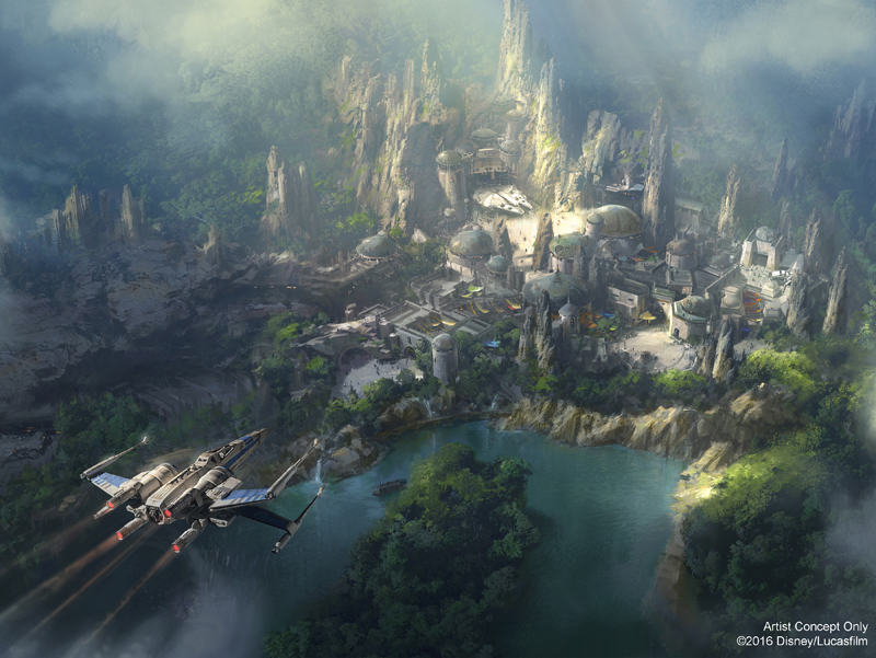 STAR WARS-THEMED LAND AT THE DISNEYLAND RESORT -- Walt Disney Parks and Resorts has released new artwork for the Star Wars-themed land being constructed at the Disneyland Resort in Anaheim, Calif. The new artist rendering shows the intriguing spaceport on a never-before-seen planet in the Star Wars galaxy. The 14-acre land will be the largest-ever single-themed land expansion at the Disneyland Resort. (Disney Parks/Lucasfilm)
