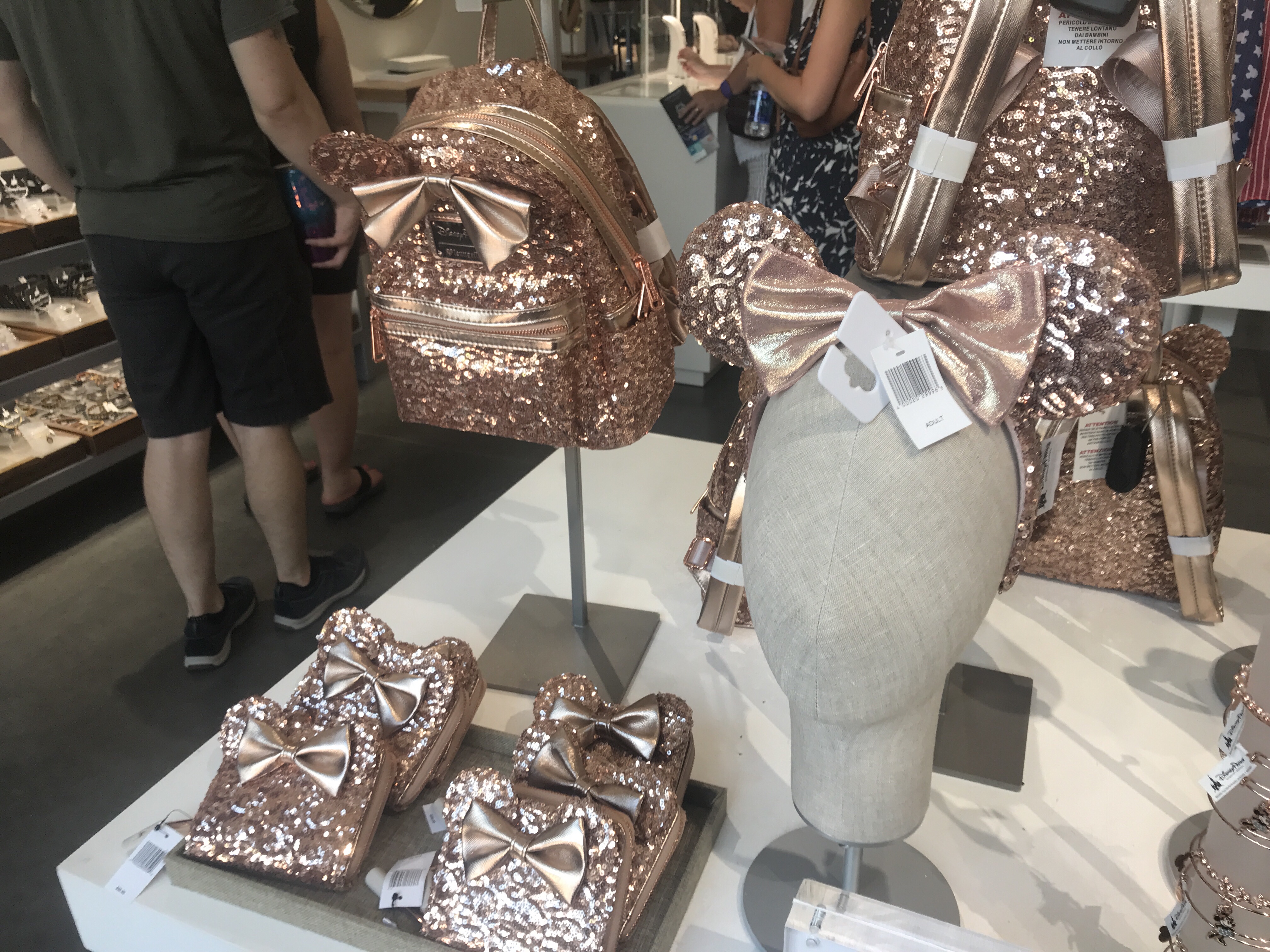 rose gold sequin minnie backpack