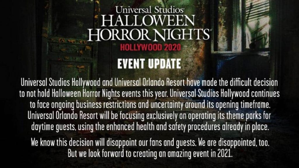 Behind The Thrills  Universal Studios Cancels Halloween Horror Nights  Orlando AND Hollywood. Behind The Thrills