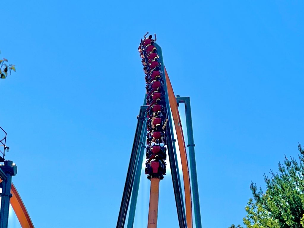 Jersey Devil coaster front row with Horizon Lock at six flags